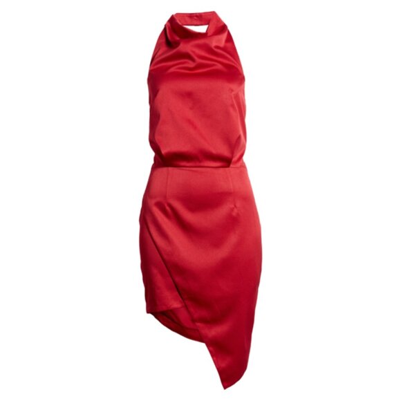 NWT Elliatt X Revolve Camo Asymmetric Satin Cocktail Dress Red Size Medium - Picture 7 of 13